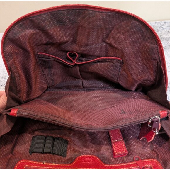 M.C. Satchel Double Top Handles Handbag Pebbled Red Vegan Leather Heart Charm - Picture 9 of 15